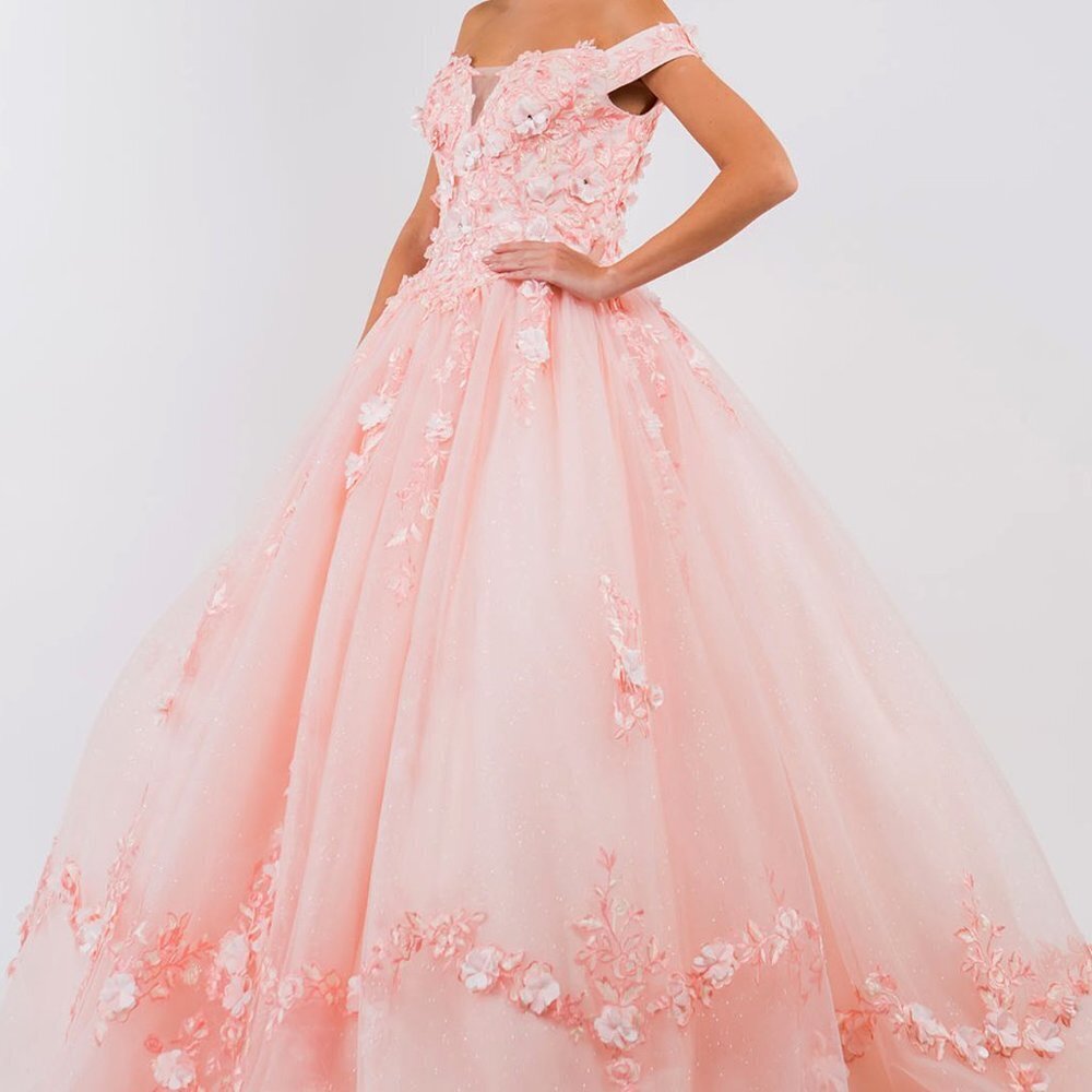 N/A NEW PROM PARTY - Blush Cut-Away Shoulder Quinceanera Dress GL1958